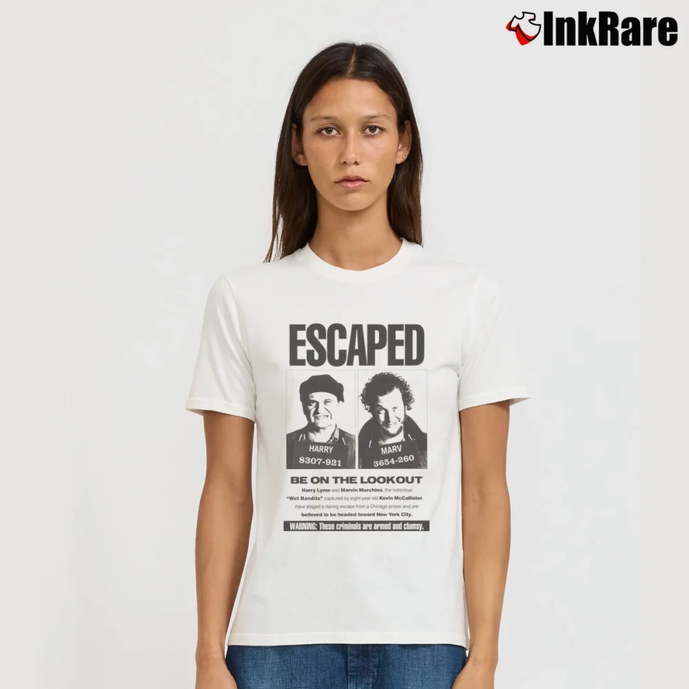 Women’s Wanted Home Alone Wet Bandits T-Shirt in white | Soft, Flattering Fit