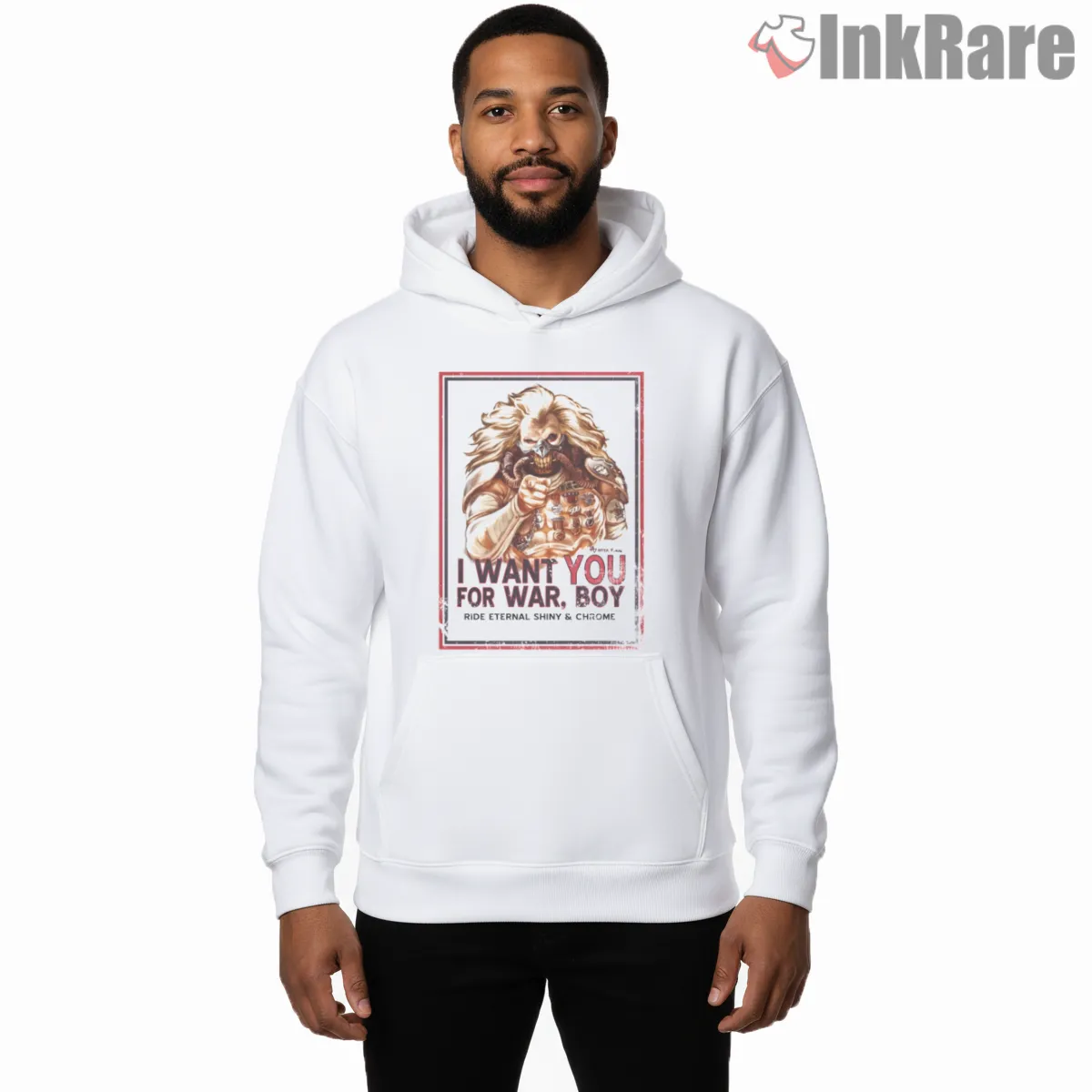 War Boy Recruitment Poster Uncle Sam Mashup Shirt on white hoodie for men graphic tee