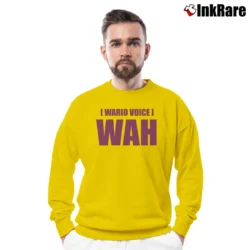Men’s Wario Voice WAH Parody Crewneck Sweatshirt in yellow | Cozy Fabric, Clean Style