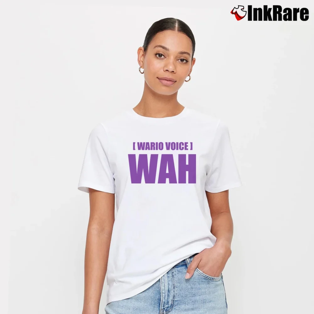 Women’s Wario Voice WAH Parody Signature T-Shirt in white | Soft, Flattering Fit