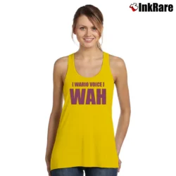 Women’s Wario Voice WAH Parody Tank Top in yellow | Lightweight, Movement-Friendly