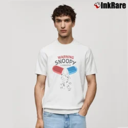 Men’s Warning Snoopy Is Addictive Classic T-Shirt in white | Soft, Breathable Everyday Wear