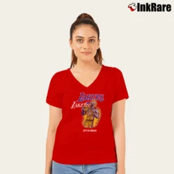 Women’s Warren Lotas Lakers Wl Athletics V-Neck Tee in red | Chic Neckline, Soft Texture