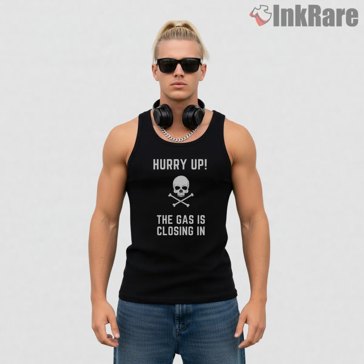 Warzone Gas Closing In Skull Warning Tank Top Black Warzone Gas Closing In Skull Warning Shirt on black tank top for men graphic tee