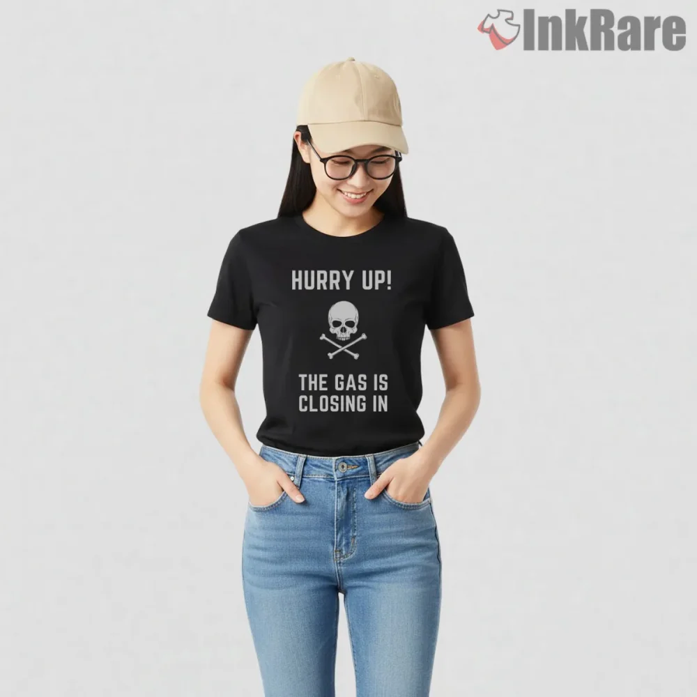 Warzone Gas Closing In Skull Warning Shirt on black short sleeve shirt for women graphic tee