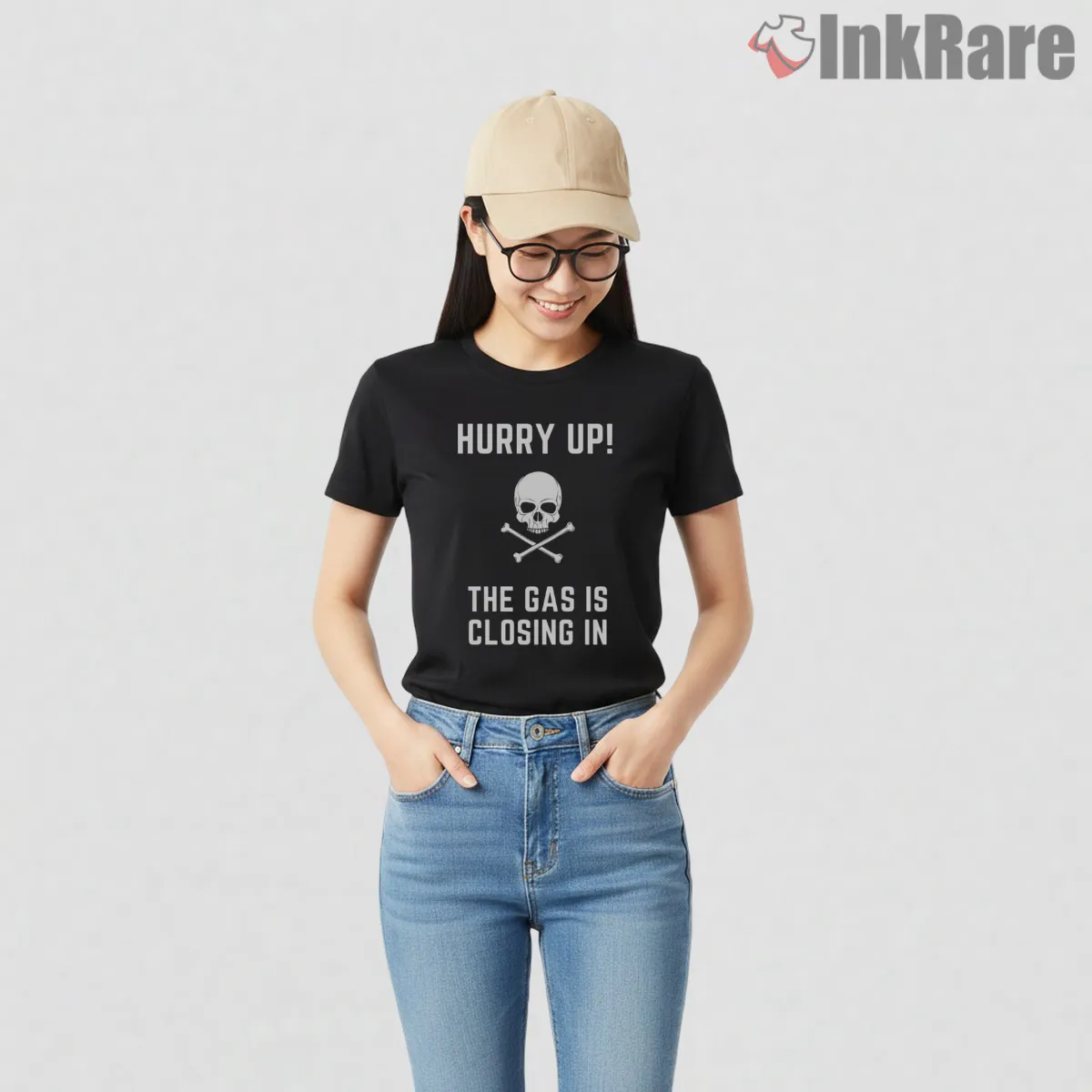 Warzone Gas Closing In Skull Warning Short Sleeve Black Warzone Gas Closing In Skull Warning Shirt on black short sleeve shirt for women graphic tee