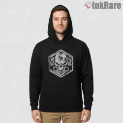 Warzone Gulag King Skull Rank Emblem Shirt on black hoodie for men graphic tee
