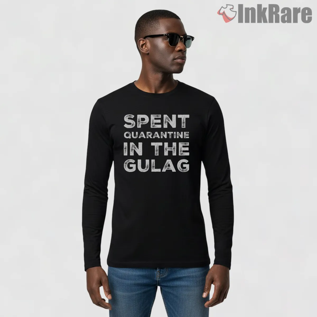 Warzone Gulag Quarantine Survivor Humor Shirt on black long sleeve shirt for men graphic tee