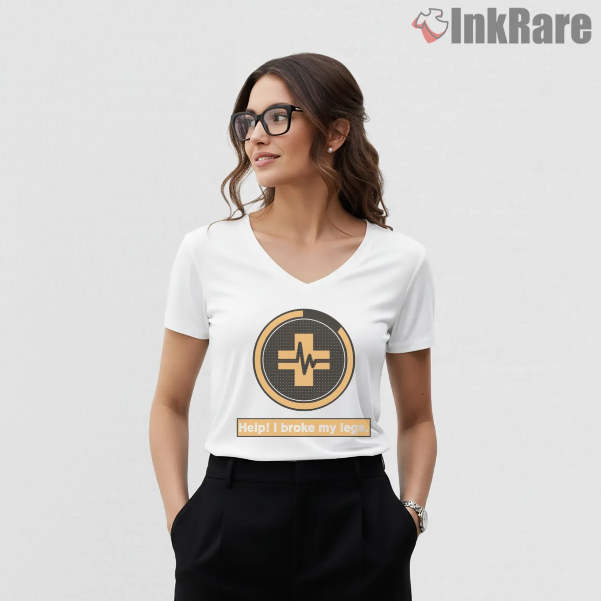 Warzone Parachute Fail Downed Player Humor V Neck White Warzone Parachute Fail Downed Player Humor Shirt on white v-neck shirt for women graphic tee