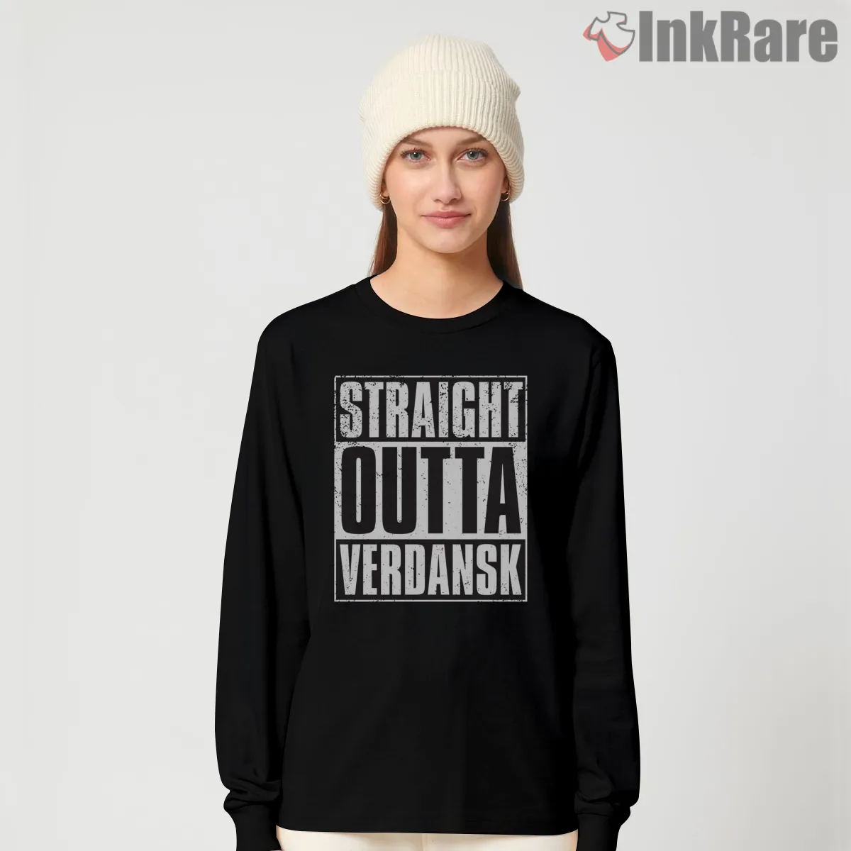 Warzone Straight Outta Verdansk Street Style Long Sleeve Black Warzone Straight Outta Verdansk Street Style Shirt on black long sleeve shirt for women graphic tee