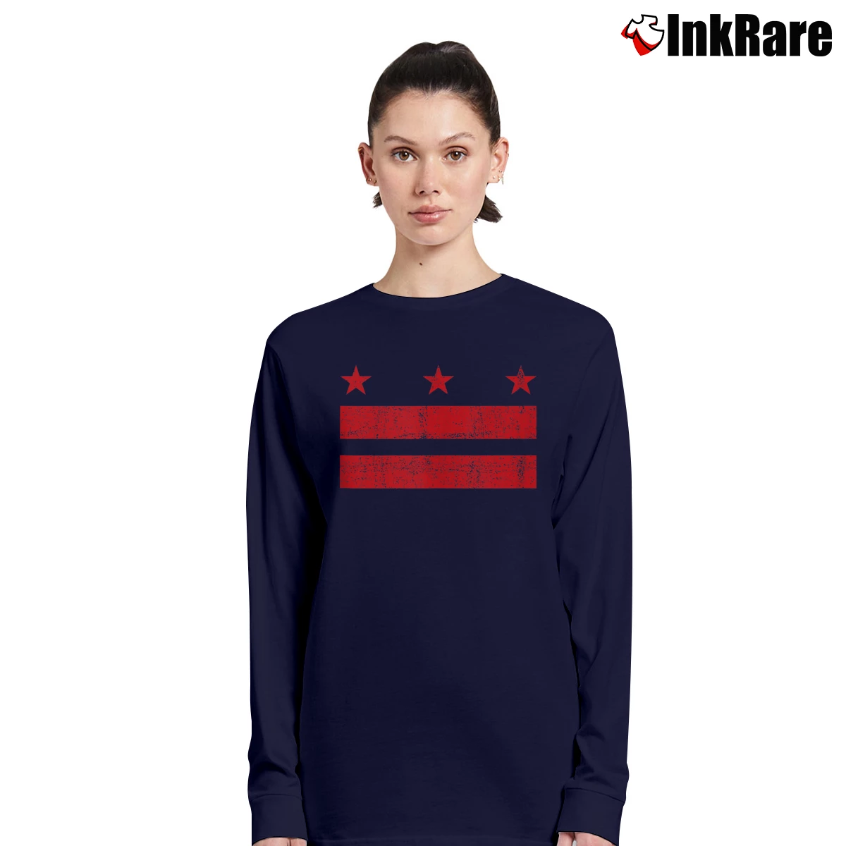 Women’s Washington D.c. Distressed Flag Long-Sleeve Top in navy | Sleek, Versatile, All-Season