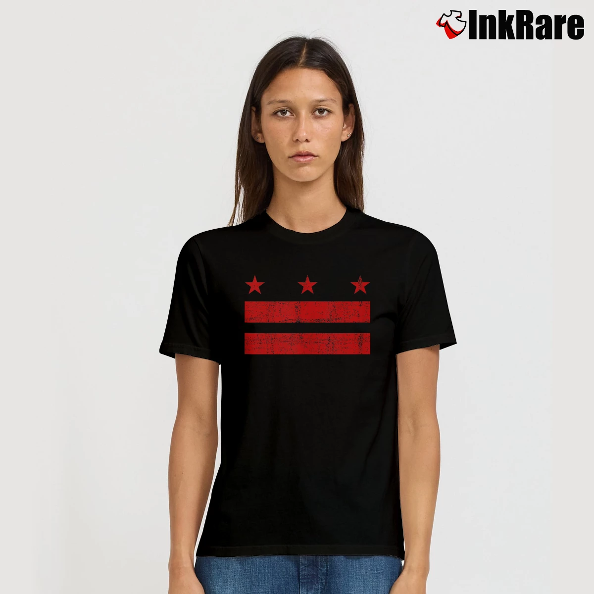 Women’s Washington D.c. Distressed Flag Signature T-Shirt in black | Soft, Flattering Fit