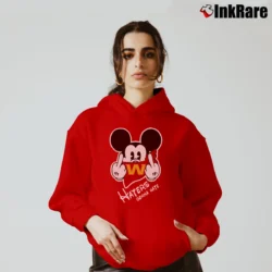 Women’s Washington Football Mickey Mouse Middle Finger Haters Gonna Hate Cozy Hoodie in red | Warm, Structured, Stylish