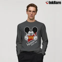 Men’s Washington Football Mickey Mouse Middle Finger Haters Gonna Hate Long-Sleeve Shirt in charcoal | Sleek, Lightweight, Year-Round Wear