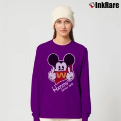 Women’s Washington Football Mickey Mouse Middle Finger Haters Gonna Hate Long-Sleeve Top in purple | Sleek, Versatile, All-Season