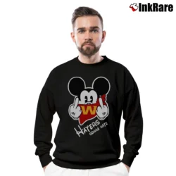Men’s Washington Football Mickey Mouse Middle Finger Haters Gonna Hate Crewneck Sweatshirt in black | Cozy Fabric, Clean Style