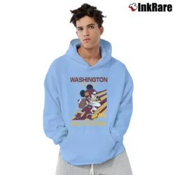Men’s Washington Football Team Mickey Mouse Hail To The Skins Slogan Pullover Hoodie in light blue | Cozy, Durable, Modern Fit