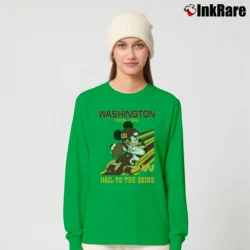 Women’s Washington Football Team Mickey Mouse Hail To The Skins Slogan Long-Sleeve Top in irish green | Sleek, Versatile, All-Season