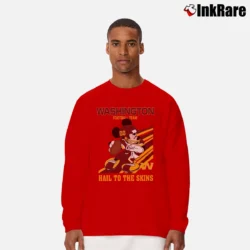 Men’s Washington Football Team Mickey Mouse Hail To The Skins Slogan Long-Sleeve Shirt in red | Sleek, Lightweight, Year-Round Wear