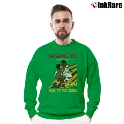 Men’s Washington Football Team Mickey Mouse Hail To The Skins Slogan Crewneck Sweatshirt in irish green | Cozy Fabric, Clean Style