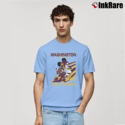 Men’s Washington Football Team Mickey Mouse Hail To The Skins Slogan Classic T-Shirt in light blue | Soft, Breathable Everyday Wear