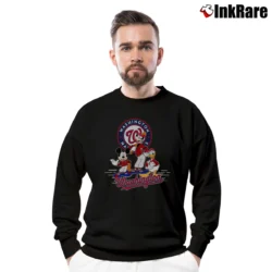 Men’s Washington Nationals Mickey Mouse Donald Goofy Baseball Crewneck Sweatshirt in black | Cozy Fabric, Clean Style
