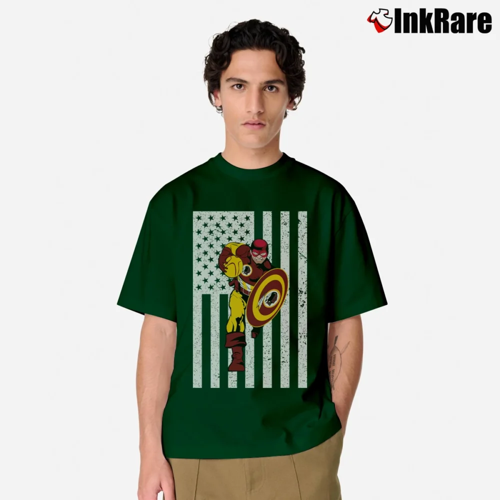 Men’s Washington Redskin Captain America Football Mashup Classic T-Shirt in forest green | Soft, Breathable Everyday Wear