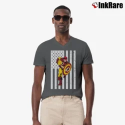 Men’s Washington Redskin Captain America Football Mashup V-Neck Tee in charcoal | Sharp, Breathable, Everyday Staple