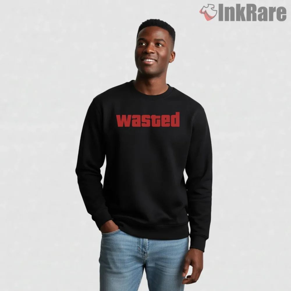 Wasted Bold Red Game Over Screen Gta Shirt on graphic shirt for men graphic tee