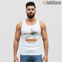 Wasted Respect Plus Game Over Character Scene Gta Shirt on white tank top for men graphic tee