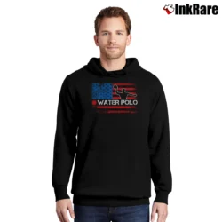 Men’s Water Polo Player USA American Flag for Team USA Fans Pullover Hoodie in black | Cozy, Durable, Modern Fit
