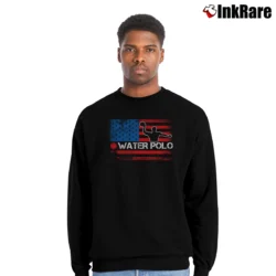 Men’s Water Polo Player USA American Flag for Team USA Fans Crewneck Sweatshirt in black | Cozy Fabric, Clean Style