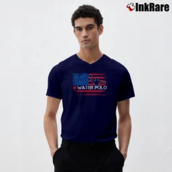 Men’s Water Polo Player USA American Flag for Team USA Fans V-Neck Tee in navy | Sharp, Breathable, Everyday Staple