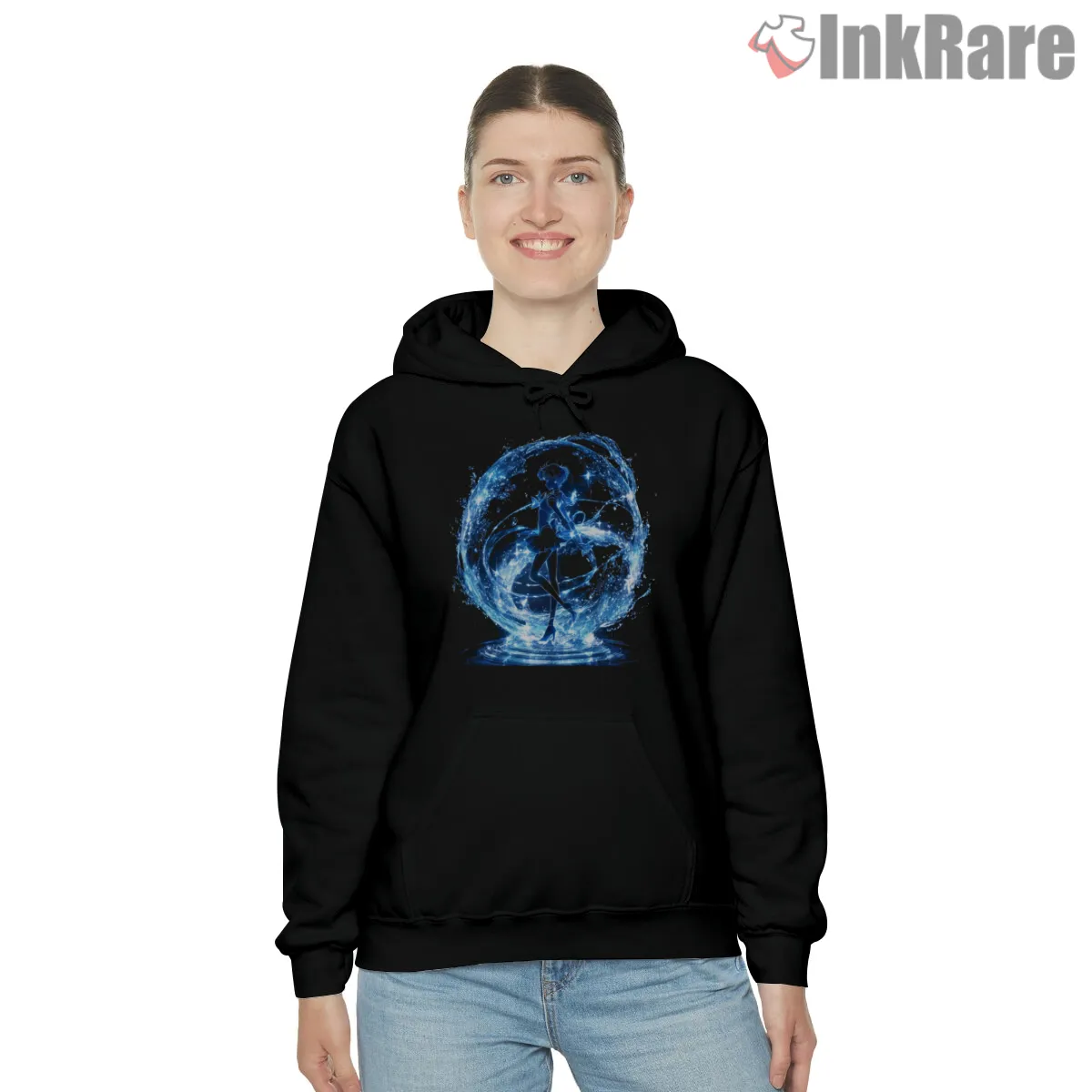 Water Silhouette Elegance Flow Shirt on black hoodie for women graphic tee