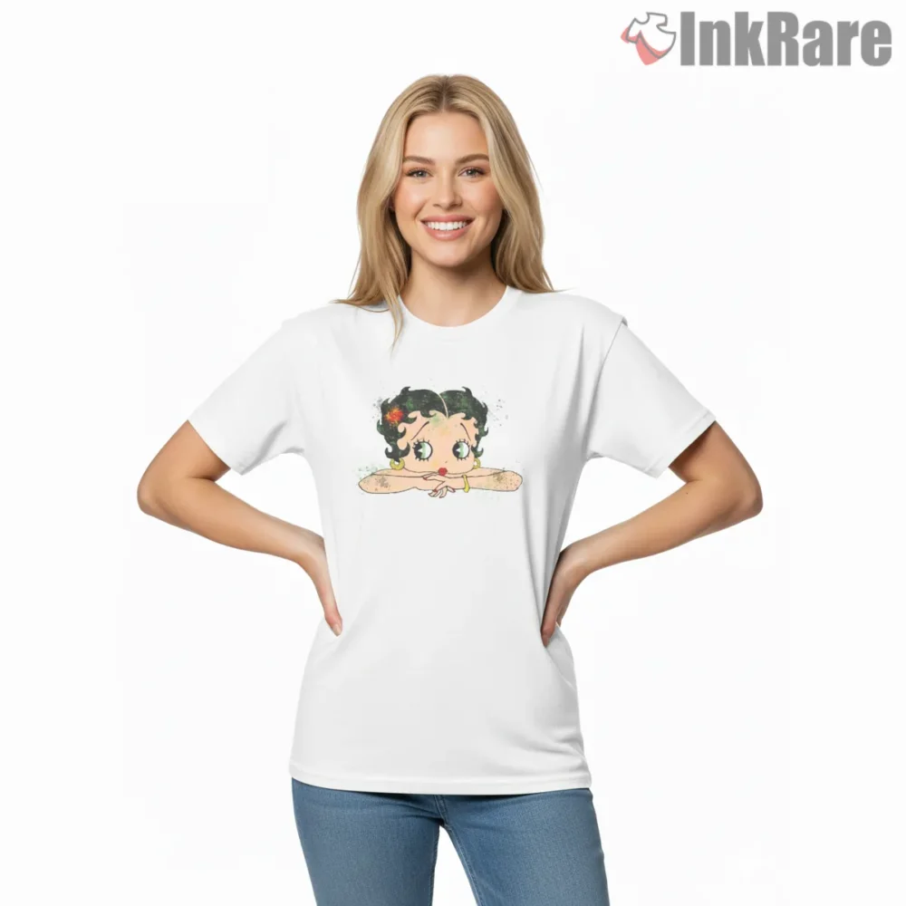 Watercolor Betty Boop Daydream Shirt on white short sleeve shirt for women graphic tee