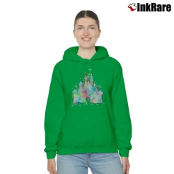 Women’s Watercolor Disney Castle Tinkerbell Disney Cozy Hoodie in irish green | Warm, Structured, Stylish
