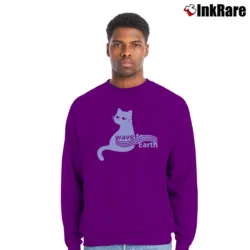 Men’s Wave To Earth Cat Wave To Earth World Tour Crewneck Sweatshirt in purple | Cozy Fabric, Clean Style