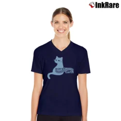 Women’s Wave To Earth Cat Wave To Earth World Tour V-Neck Tee in navy | Chic Neckline, Soft Texture