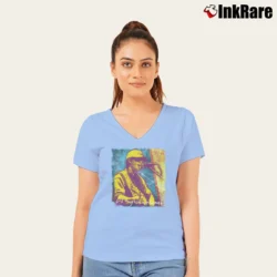 Women’s waylon wyatt vintage outlaw country music V-Neck Tee in light blue | Chic Neckline, Soft Texture