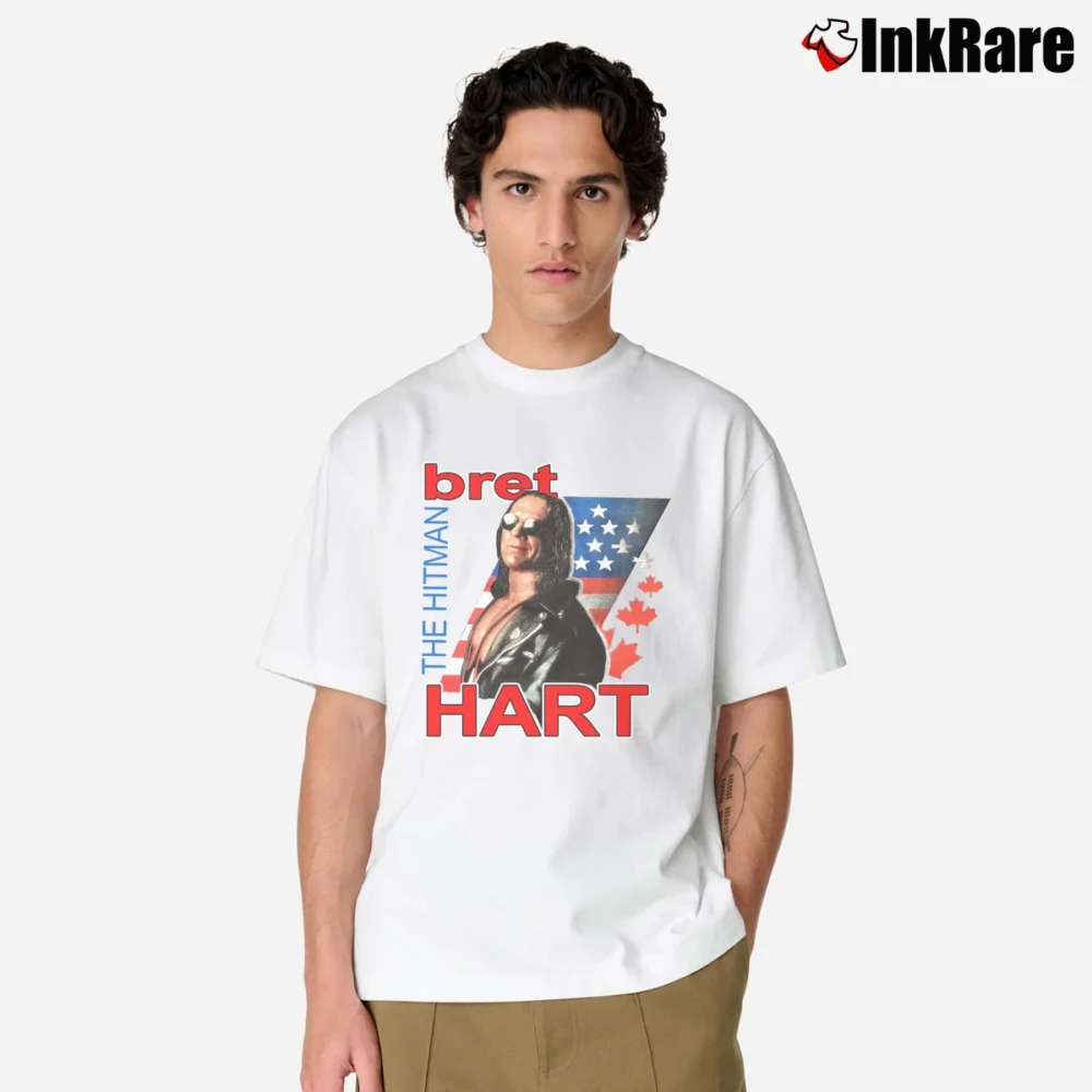Men’s WCW NWO Bret The Hitman Hart 90s Wrestling Classic T-Shirt in white | Soft, Breathable Everyday Wear
