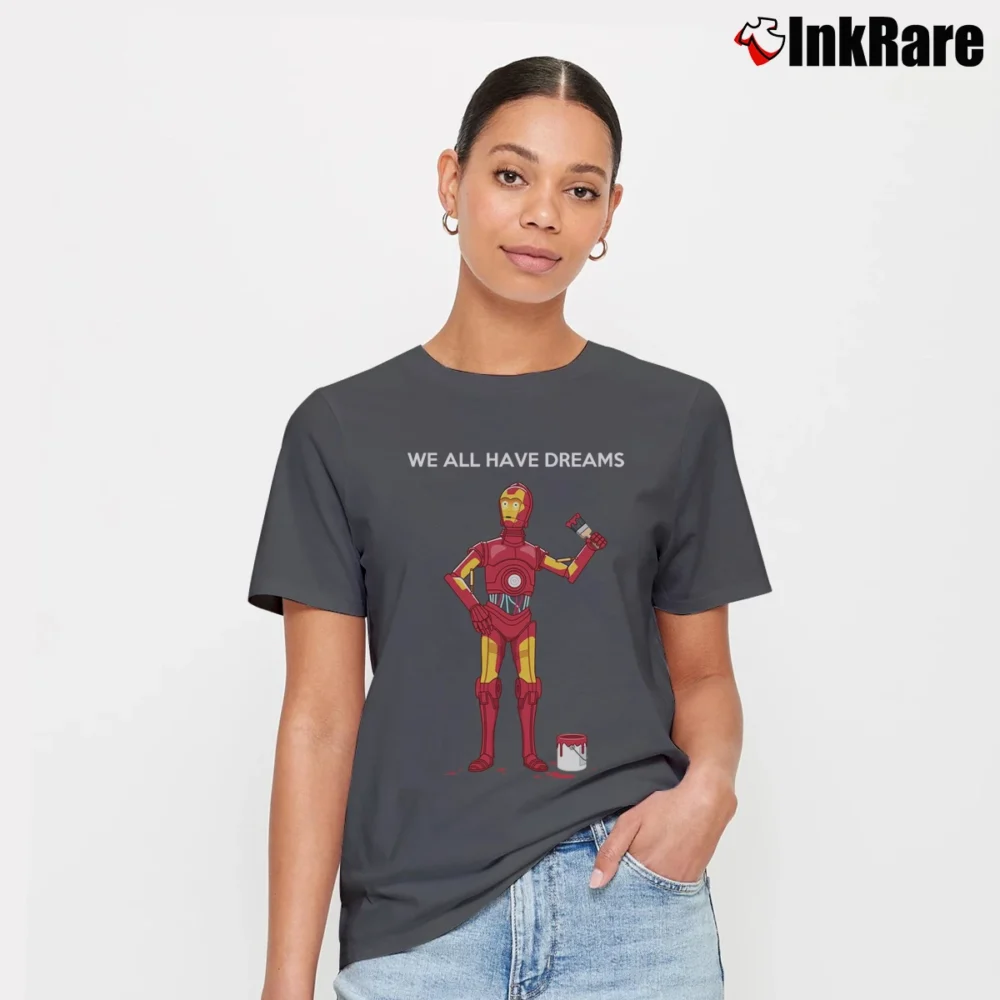 Women’s We All Have Dreams C - 3PO Comedy Star Wars Signature T-Shirt in charcoal | Soft, Flattering Fit