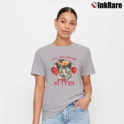 Women’s We All Meow Down Here Clown Cat Kitten Halloween Signature T-Shirt in sport grey | Soft, Flattering Fit