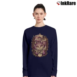 Women’s We Are All Mad Here Cheshire Cat Alice In Wonderland Long-Sleeve Top in navy | Sleek, Versatile, All-Season