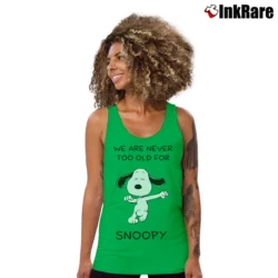 Women’s We Are Never Too Old For Snoopy Classic Tank Top in irish green | Lightweight, Movement-Friendly