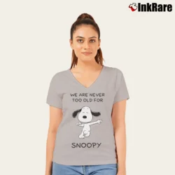 Women’s We Are Never Too Old For Snoopy Classic V-Neck Tee in sport grey | Chic Neckline, Soft Texture
