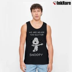 Men’s We Are Never Too Old For Snoopy Tank Top in black | Breathable, Active-Friendly Design