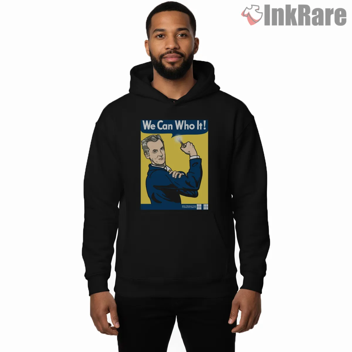 We Can Who It Vintage Propaganda Style Doctor Hoodie Black We Can Who It Vintage Propaganda Style Doctor Shirt on black hoodie for men graphic tee