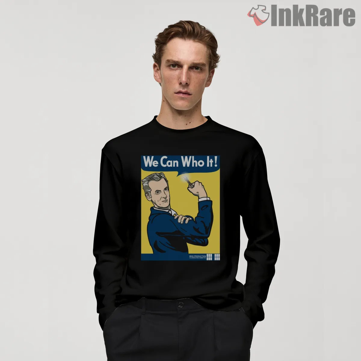 We Can Who It Vintage Propaganda Style Doctor Long Sleeve Black We Can Who It Vintage Propaganda Style Doctor Shirt on black long sleeve shirt for men graphic tee