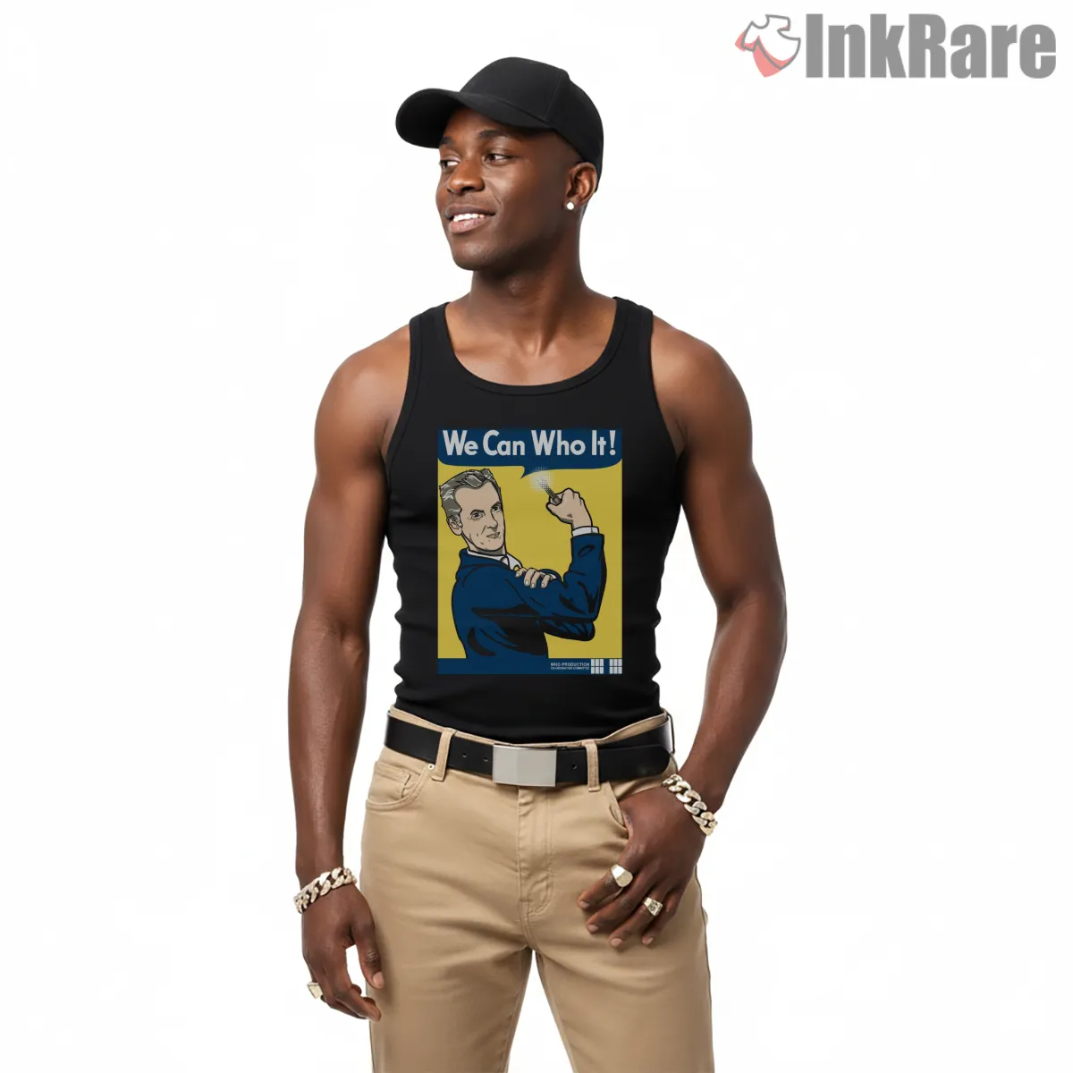 We Can Who It Vintage Propaganda Style Doctor Tank Top Black We Can Who It Vintage Propaganda Style Doctor Shirt on black tank top for men graphic tee