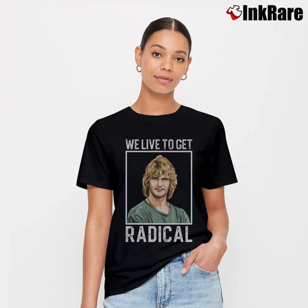 Women’s We Live To Get Radical Point Break Patrick Swayze Signature T-Shirt in black | Soft, Flattering Fit